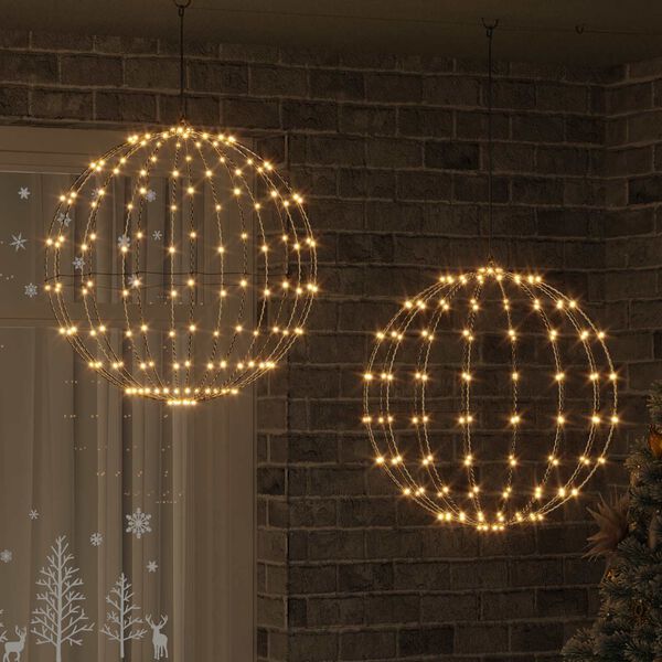 vidaXL Boule avec 384 LED 2 pcs Blanc chaud 59,5 x 59,5 x 63 cm M&eacute;tal