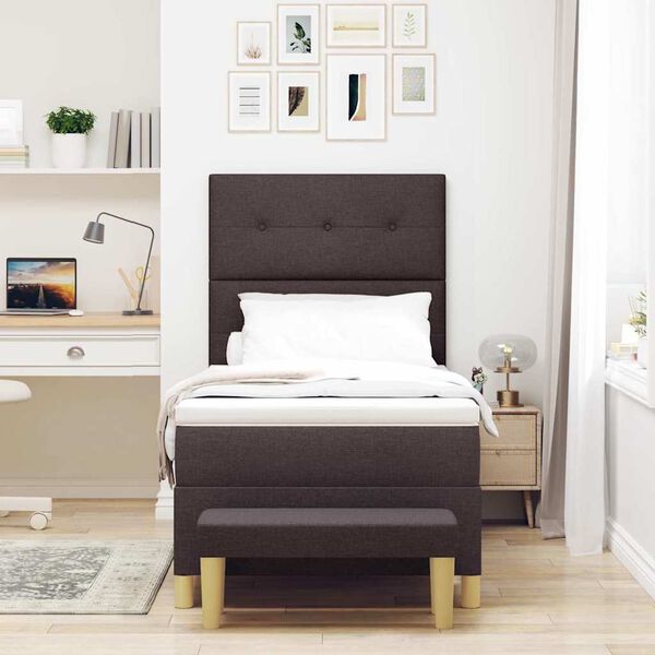 vidaXL Lit &agrave; ressorts avec matelas Marron fonc&eacute; 90 x 200 cm tissu
