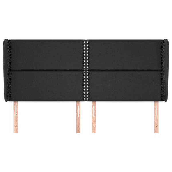 vidaXL T&ecirc;te de lit avec oreilles Noir 203x23x118/128 cm Similicuir