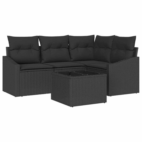 vidaXL Ensemble de Canapés avec coussin 5 pcs Noir polyrotin