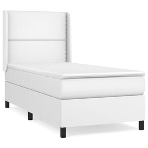 vidaXL Sommier &agrave; lattes de lit avec matelas Blanc 100x200cm Similicuir