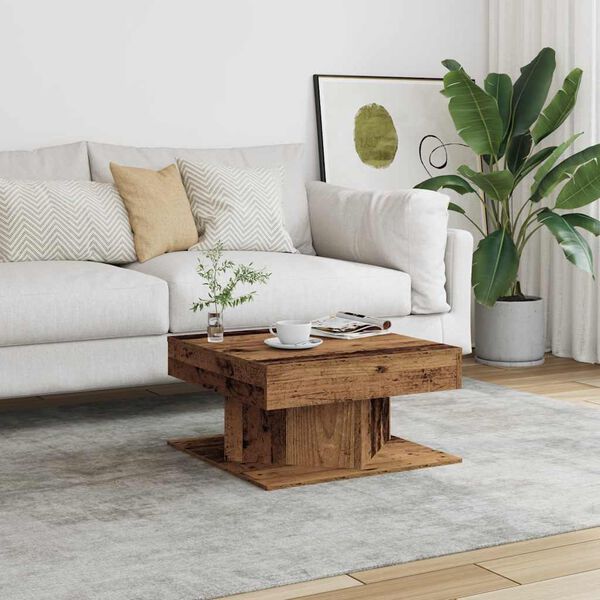 vidaXL Table basse vieux bois 55x55x30 cm bois d'ing&eacute;nierie