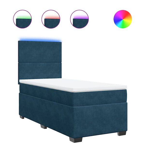 vidaXL Sommier &agrave; lattes de lit avec matelas bleu 100x200 cm