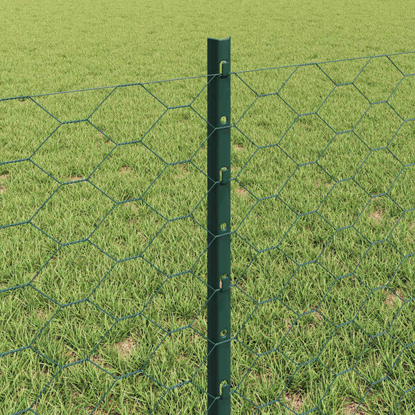 vidaXL Cl&ocirc;ture avec poteau Vert 0,6 x 25 m Acier et PVC