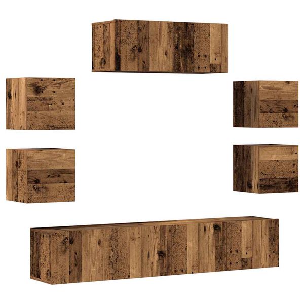 vidaXL Ensemble de meuble TV mural 7 pcs vieux bois bois d'ingénierie