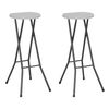 vidaXL Tabourets de bar pliables lot de 2 PEHD et acier Blanc