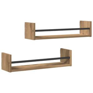 vidaXL &Eacute;tag&egrave;re Murale Montage mural 2 pc Ch&ecirc;ne artisanal