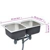 vidaXL &Eacute;vier double de cuisine avec cr&eacute;pine et pi&egrave;ge Acier inoxydable