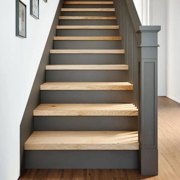 vidaXL Marches d'escalier 2 pcs non trait&eacute; bois de ch&ecirc;ne massif