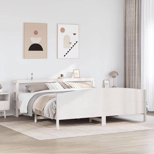 vidaXL Cadre de lit sans matelas blanc 180x200 cm bois massif de pin
