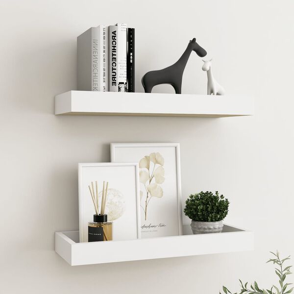 vidaXL &Eacute;tag&egrave;res murales Loggia 2 pcs Ch&ecirc;ne et blanc 40x15x4 cm MDF