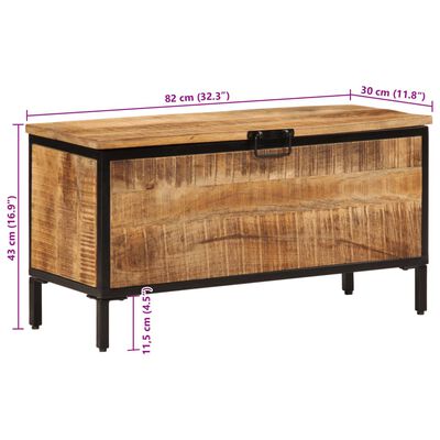 vidaXL Boîte de rangement 82x30x43 cm bois de manguier brut massif