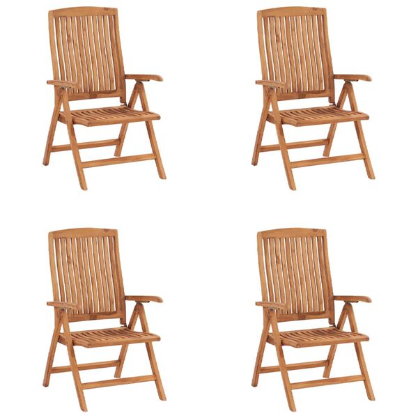 vidaXL Chaises inclinables de jardin et coussins lot de 4 Teck solide