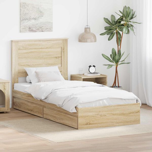 vidaXL Lit de Rangement Ch&ecirc;ne Sonoma 75 x 190 cm Bois d'ing&eacute;nierie