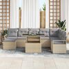 vidaXL Ensemble de canap&eacute; de jardin 9 pcs Beige Poly rotin