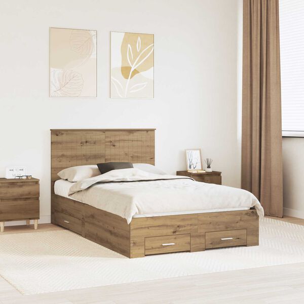 vidaXL Cadre de lit Ch&ecirc;ne artisanal 120 x 190 cm Bois d'ing&eacute;nierie