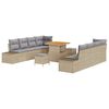vidaXL Ensemble de canap&eacute; de jardin 11 pc Beige polyrotin