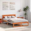 vidaXL Cadre de lit avec t&ecirc;te de lit Brun cire 135 x 190 cm Pin massif