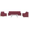 vidaXL Ensemble de canap&eacute;s 3 pcs coussins d&eacute;coratifs bordeaux tissu
