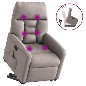vidaXL Fauteuil inclinable de massage Taupe Tissu