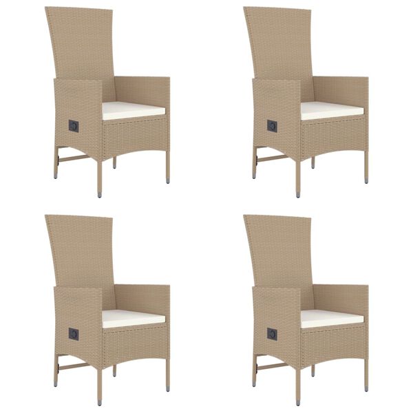 vidaXL Ensemble &agrave; manger de jardin avec coussins 5pcs Beige poly rotin