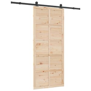 vidaXL Porte coulissante Naturel 100 x 208 cm Bois de pin massif