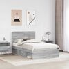 vidaXL Cadre de lit Gris Sonoma 135 x 190 cm Bois de pin massif