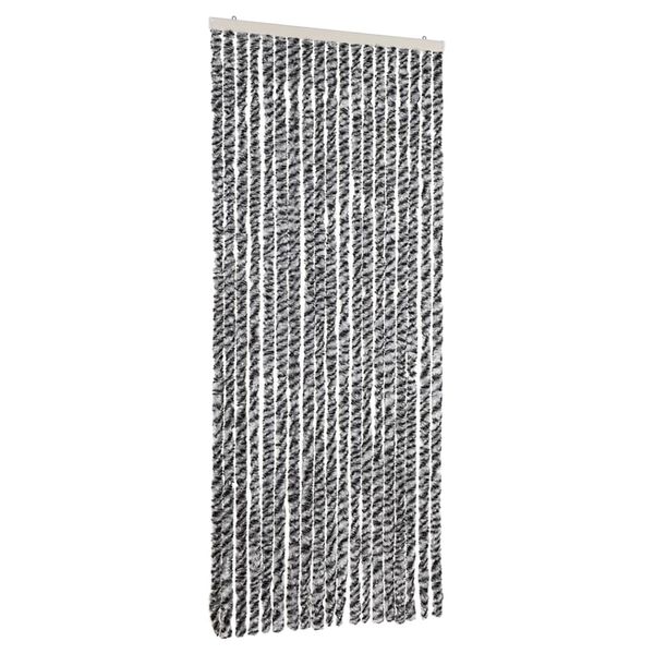 vidaXL Rideau anti-mouches gris et noir et blanc 56x185 cm chenille