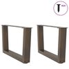 vidaXL Pieds de table basse en forme de V, 2 pi&egrave;ces, acier naturel, 60 x (30-31,3) cm