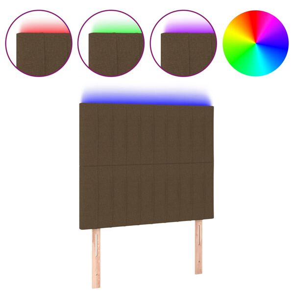 vidaXL T&ecirc;te de lit &agrave; LED Marron fonc&eacute; 100x5x118/128 cm Tissu