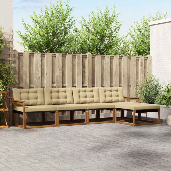 vidaXL Ensemble de canap&eacute;s d'ext&eacute;rieur 5 pcs Naturel et Beige