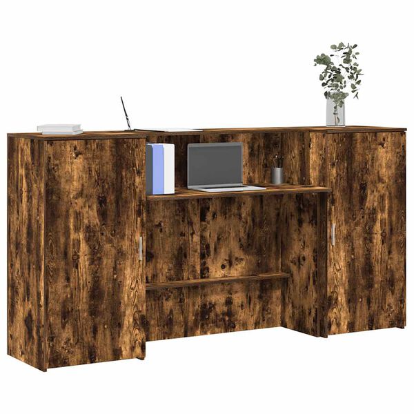 vidaXL Bureau de r&eacute;ception ch&ecirc;ne fum&eacute; 200x50x103,5cm bois d'ing&eacute;nierie