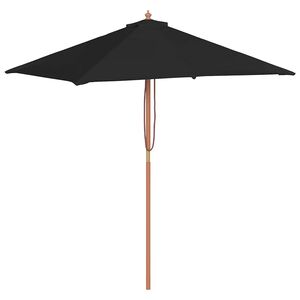 vidaXL Parasol de jardin avec m&acirc;t en bois noir 150x200 cm