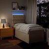 vidaXL Sommier &agrave; lattes de lit avec matelas Cr&egrave;me 80x200 cm Tissu