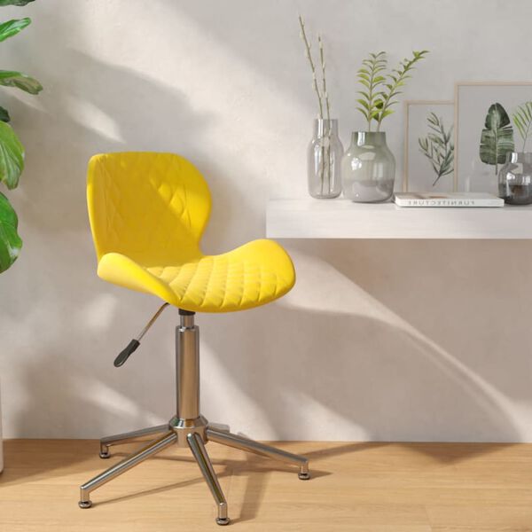 vidaXL Chaise pivotante de salle &agrave; manger Jaune moutarde Velours