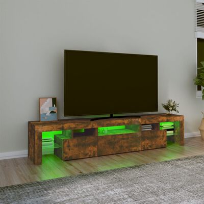 vidaXL Meuble TV avec lumières LED Chêne fumé 200x36,5x40 cm