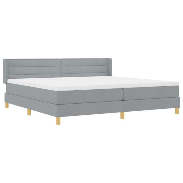 vidaXL Lit &agrave; ressorts avec matelas Gris clair 200 x 200 cm tissu