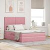 vidaXL Lit avec rangement et matelas Rose 140 x 190 cm Velours