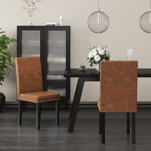vidaXL Chaises &agrave; manger lot de 2 marron tissu