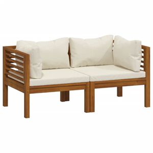 vidaXL Canap&eacute; de jardin 2 places et coussin cr&egrave;me Bois d'acacia massif