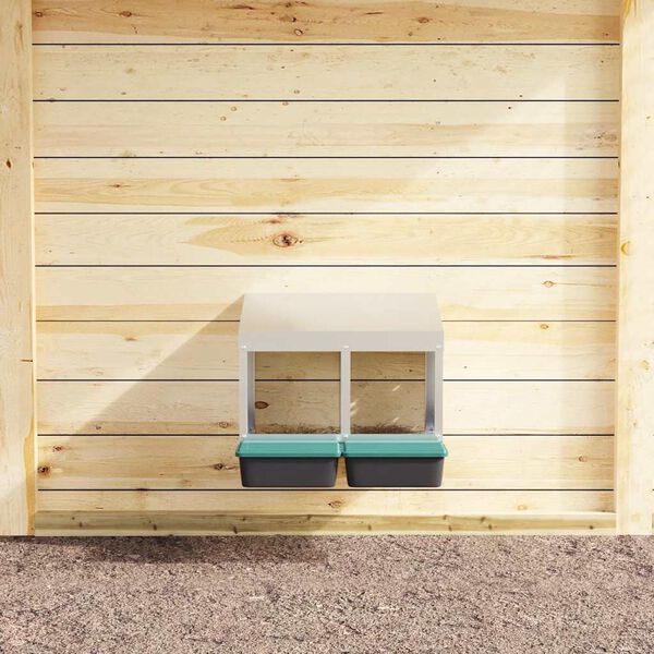 vidaXL Nichoir &agrave; poules 2 compartiments, fixation murale, acier galvanis&eacute;