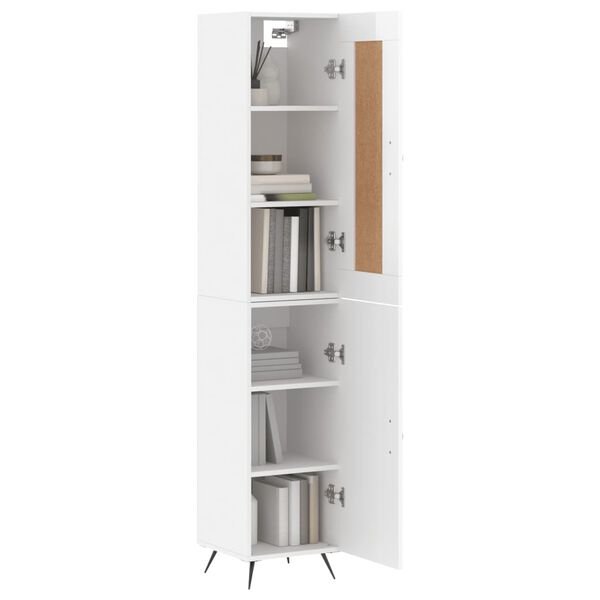 vidaXL Buffet haut Blanc brillant 34,5x34x180 cm Bois d'ing&eacute;nierie