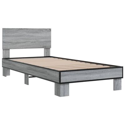 vidaXL Cadre de lit sans matelas sonoma gris 100x200 cm