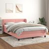 vidaXL Sommier &agrave; lattes de lit avec matelas Rose 140x200 cm Velours