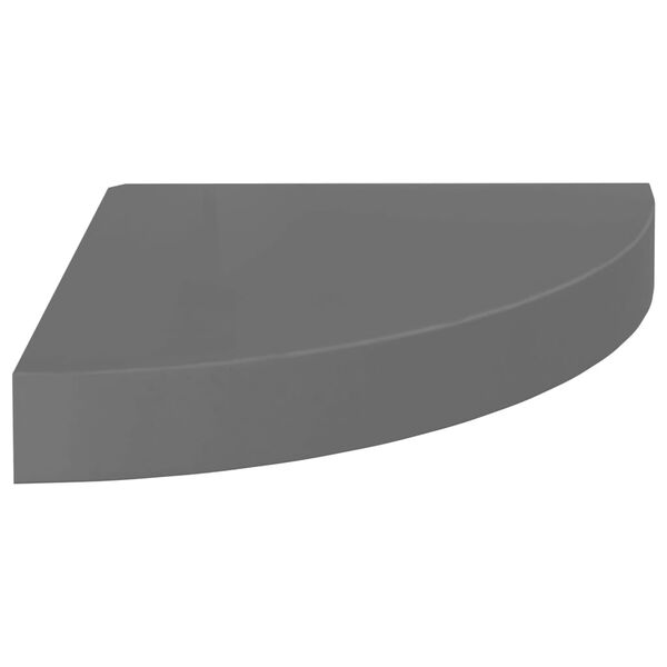 vidaXL &Eacute;tag&egrave;res d'angle flottantes 4 pcs gris brillant 25x25x3,8cm MDF
