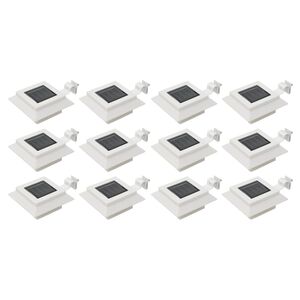vidaXL Lampes solaires &agrave; LED carr&eacute;es d'ext&eacute;rieur 12 pcs 12 cm Blanc