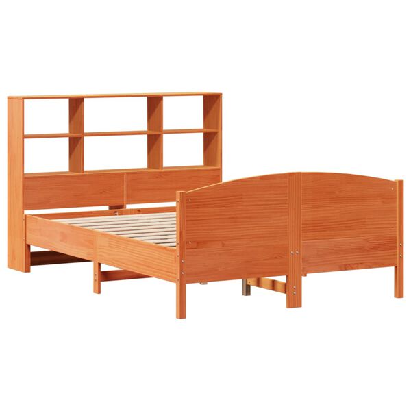 vidaXL Lit biblioth&egrave;que sans matelas cire marron 160x200 cm pin massif