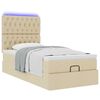 vidaXL Lit ottoman avec matelas et LED cr&egrave;me 90x200 cm tissu