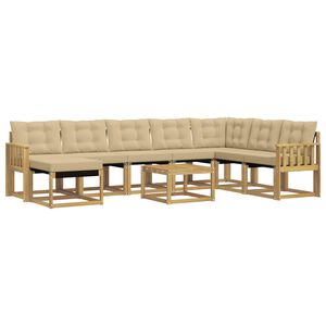 vidaXL Ensemble de canap&eacute;s d'ext&eacute;rieur 9 pc Blanc et Beige