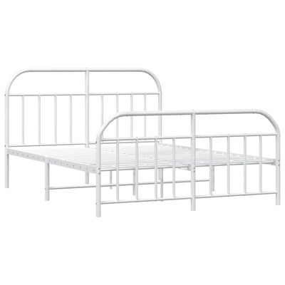 vidaXL Cadre de lit métal sans matelas et pied de lit blanc 180x200 cm